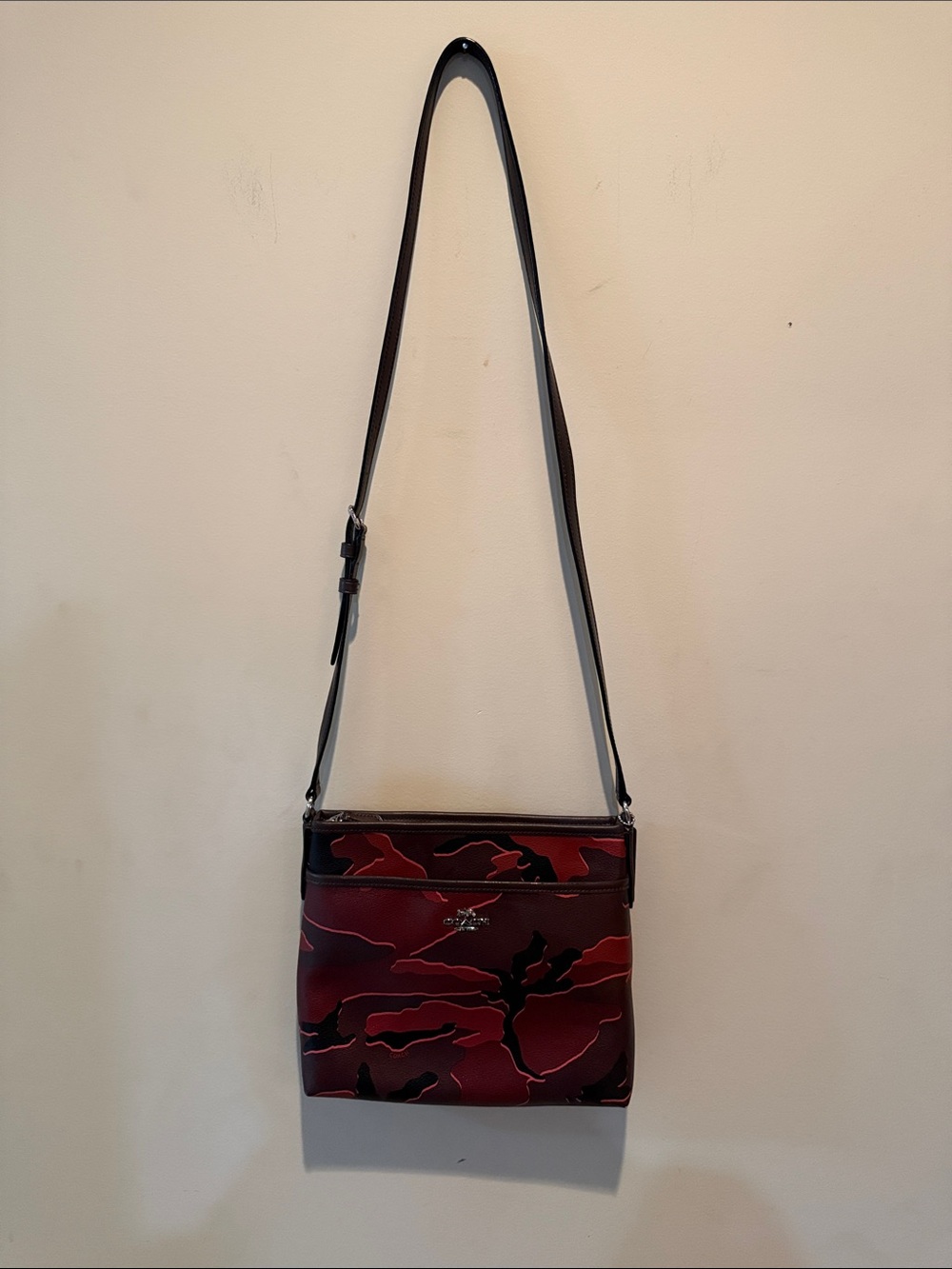 Coach Red & Black Camo Crossbody Bag